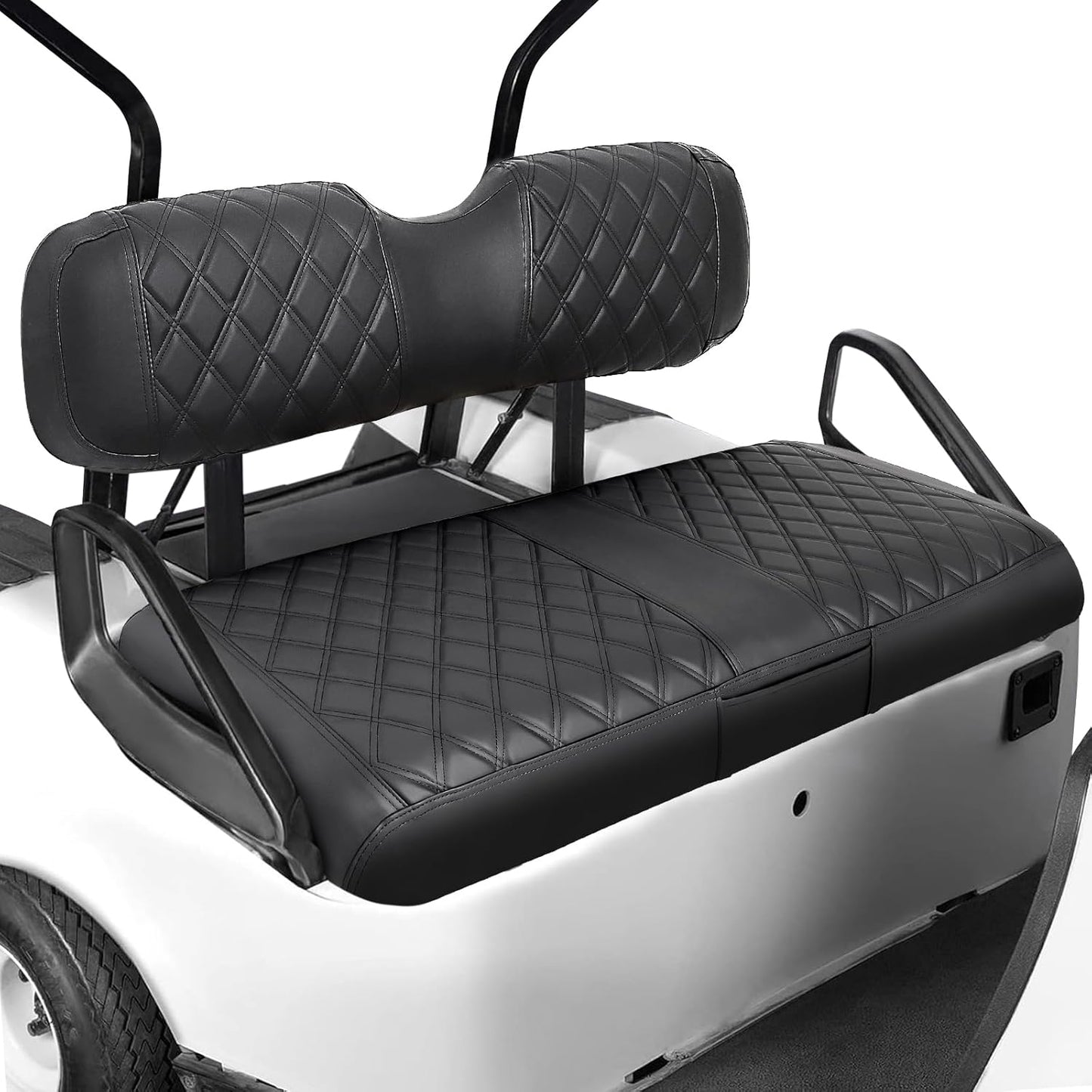 iLSKW Golf Cart Seat Cover for EZGO TXT/RXV Front Seat, PVC Thick Leather Universal Luxuary Feeling Shape Keep Seat Warm & Clean, Bench Seat Covers Breathable Washable Detachable