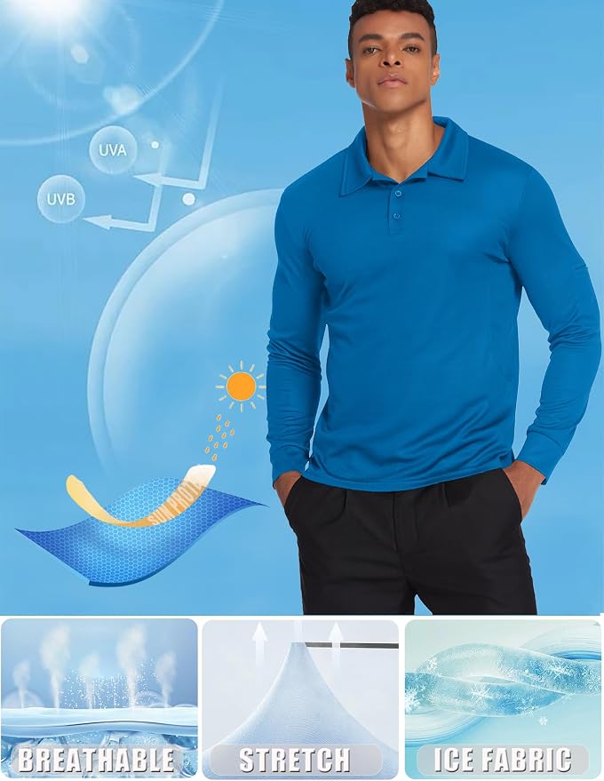Deyeek Men's Polo Shirts Long Sleeve Golf Polo Shirts - Image 4
