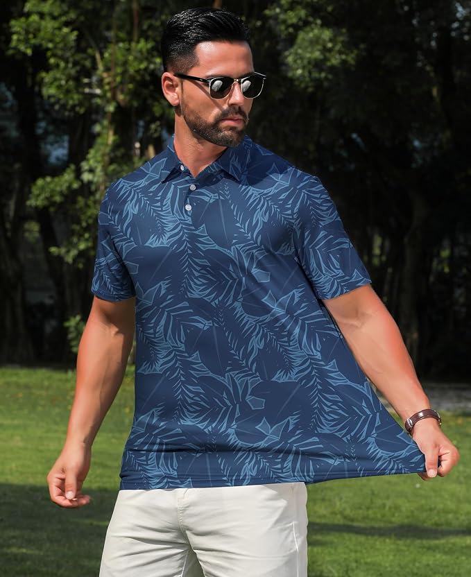 zeetoo Men's Polo Shirts Hawaiian Golf Polos Shirts Short Sleeve Performance - Image 3