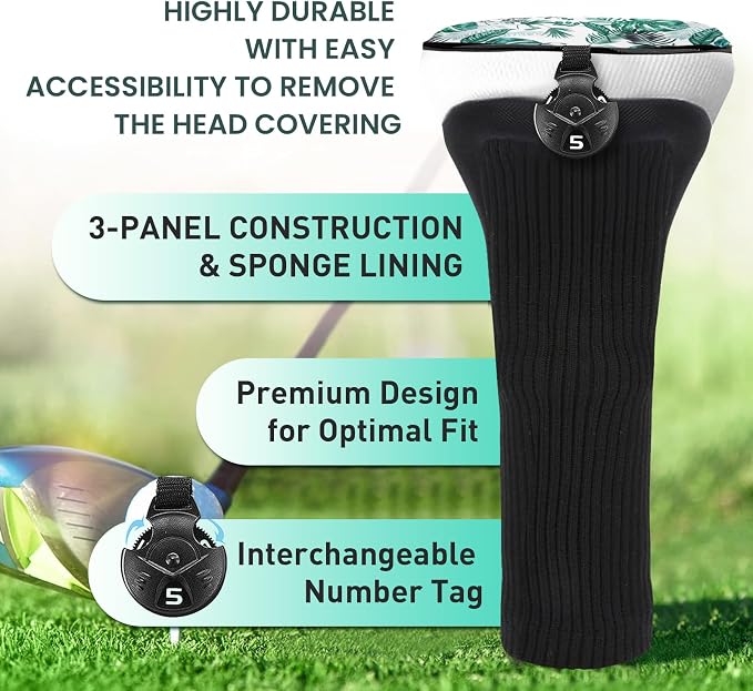 FINGER TEN Golf Club Head Covers Woods Hybrids 1/2/3/4 Pack, Headcovers Men - Image 3