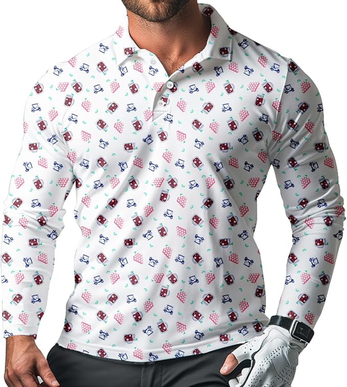 Men's Long Sleeve Golf Shirt Quick Dry 3 Button Work Fishing Outdoor Casual by SQPO