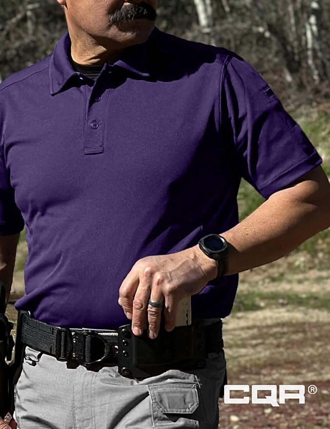CQR Men's Polo Shirts, Tactical Short Sleeve Golf Performance Shirts, - Image 9