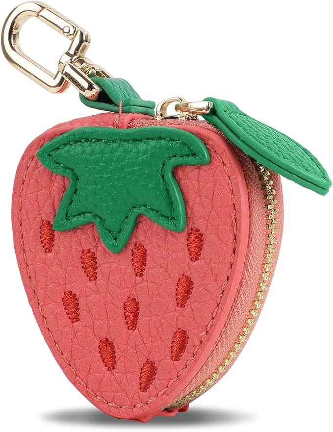 XSUIOY Orange Fruit Coin Purse Keychain Bag Charm, Mini Leather Coin Purse & by XSUIOY