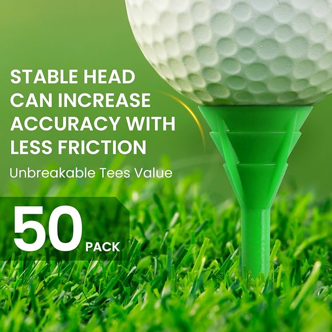 FINGER TEN Unbreakable Golf Tees Plastic 3 1/4 inch Value 50/100 Pack, Low - Image 2