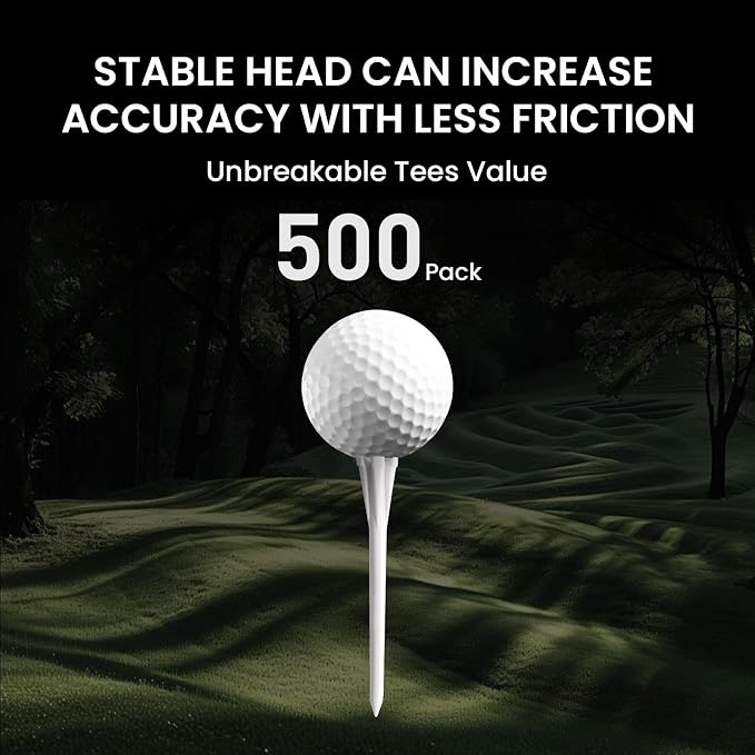 FINGER TEN Golf Tees Plastic Unbreakable Easy to Find Bulk Value 500 Count - Image 2