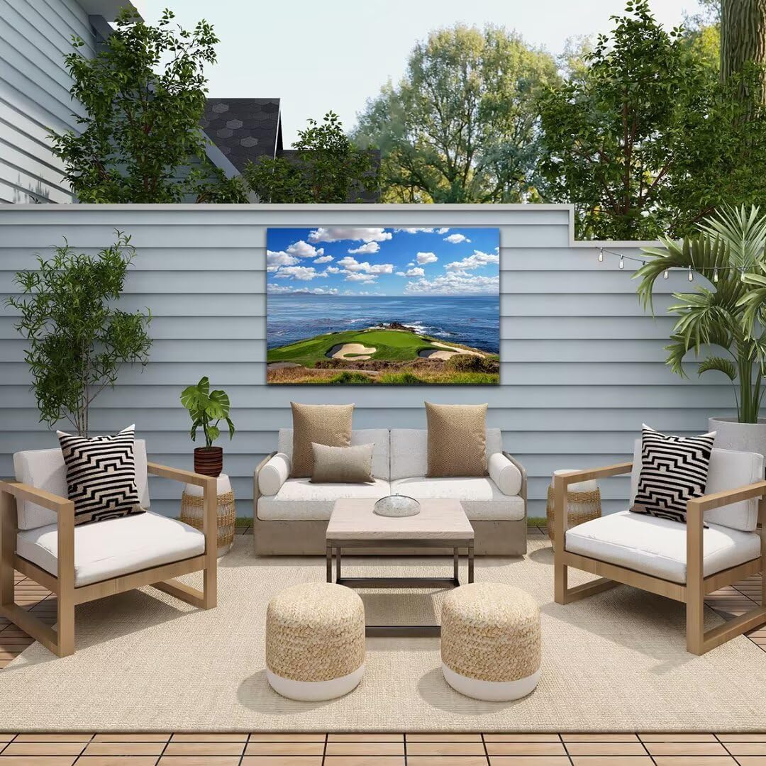 HJY Art USA California Golf Course Wall Art for Living Room Bedroom Golf landscape Canvas Wall Decor Blue Green Abstract Painting Poster for Home Decor Bathroom Office Artwork (28 x 44 inch)