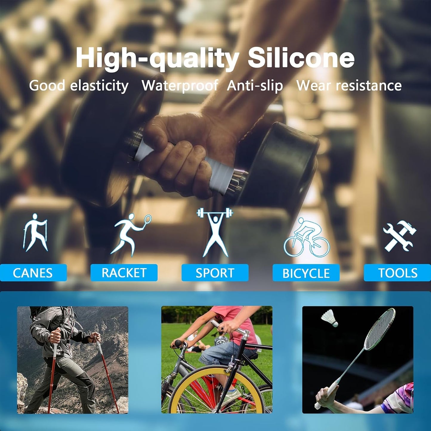 2 Rolls 1IN X 10FT Grip Tape, Self Fusing Silicone Grip Wrap for Handles, No Adhesive, White