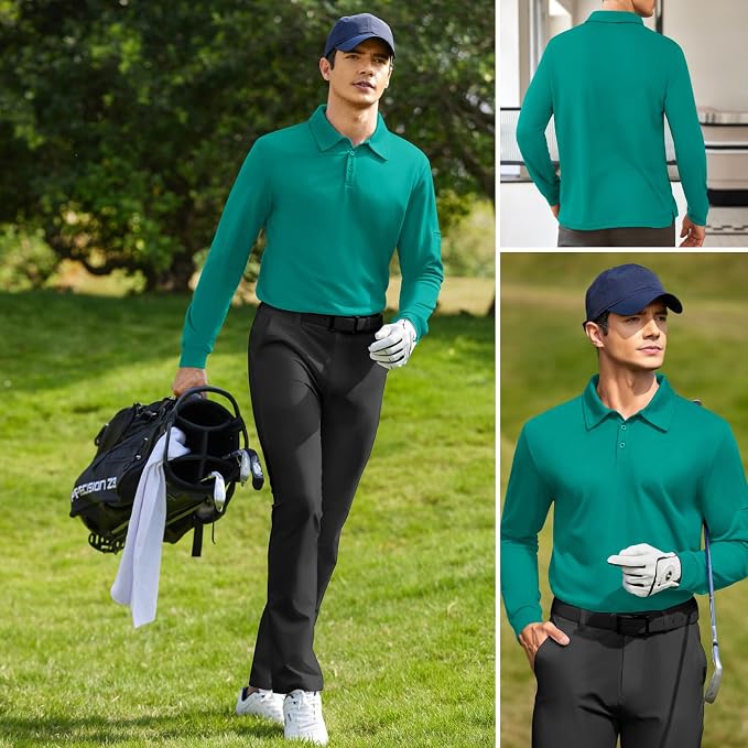 Deyeek Men's Polo Shirts Long Sleeve Golf Polo Shirts - Image 2