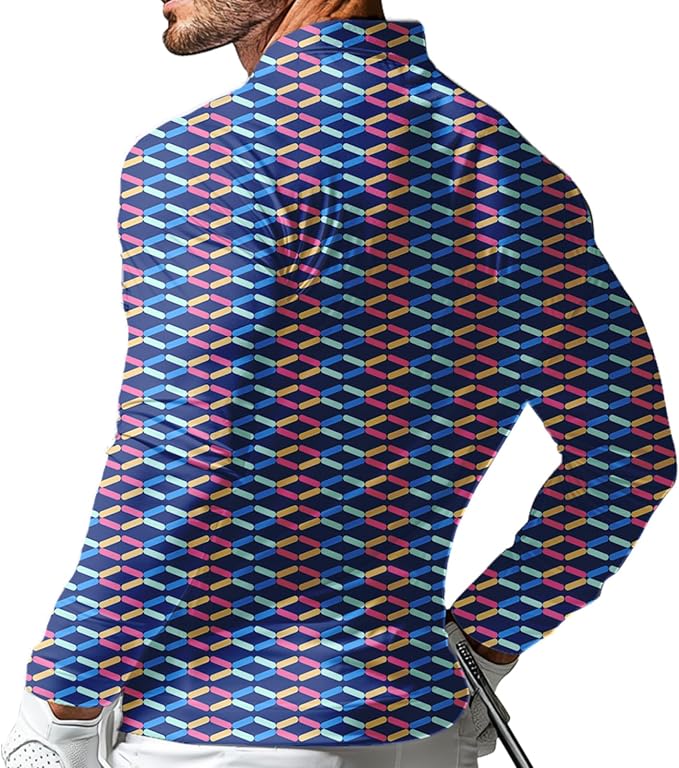 Men's Long Sleeve Golf Shirt Quick Dry 3 Button Work Fishing Outdoor Casual - Image 2