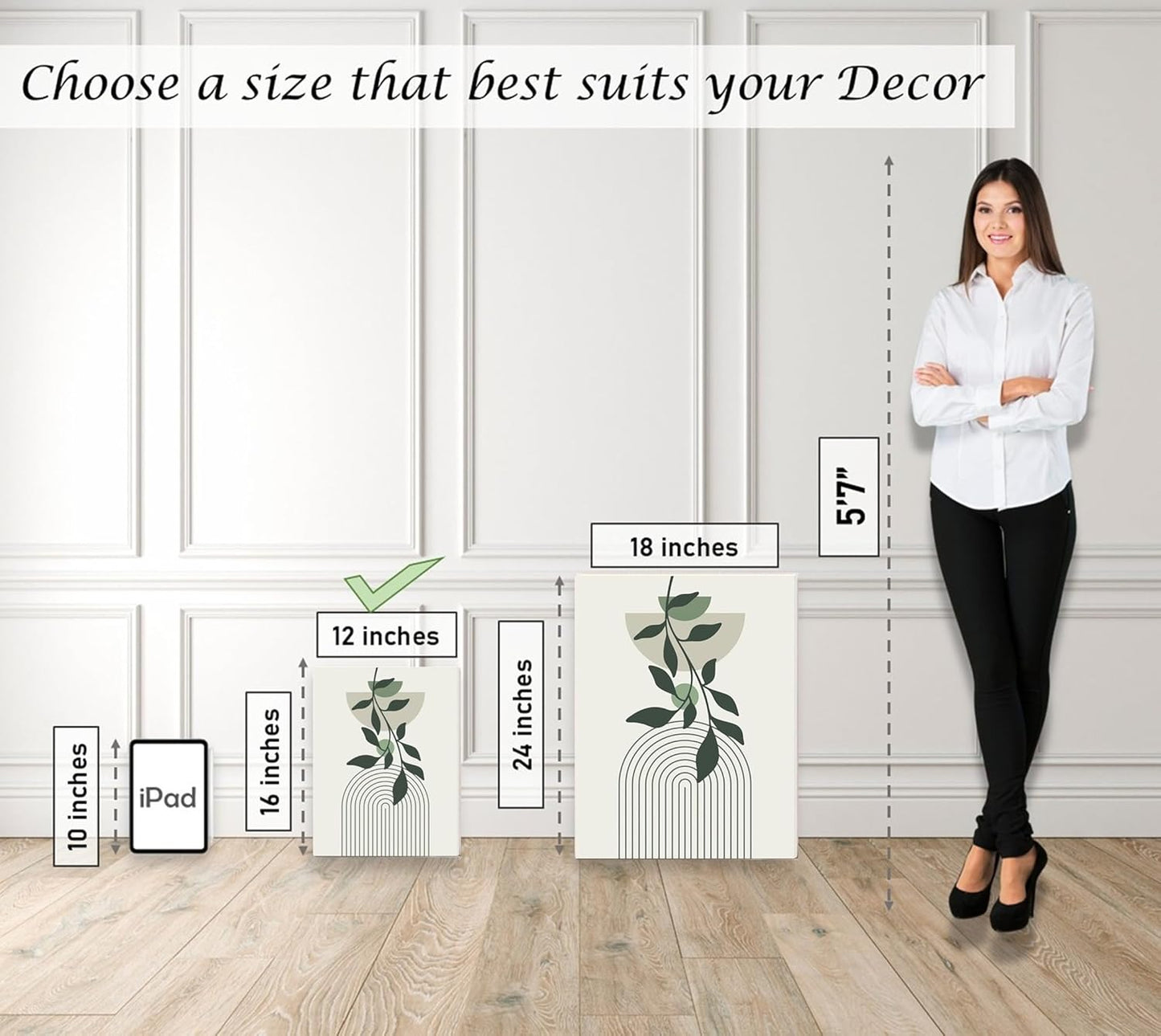 Induslyfe Large Framed Boho Canvas Wall Art Set of 3, Mid Century Modern room Decor, Minimalist Geometric Abstract Boho Bathroom wall art Canvas Prints Ready To Hang Bedroom decor (Sage Green,