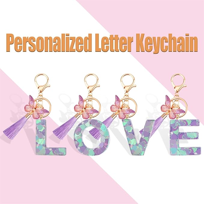 Suweibuke Colourful Cute Initial Letter Keychains - Image 4