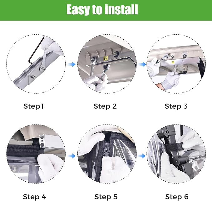 10L0L 3-Sided Track Style Golf Cart Enclosure fit 2 Passenger Yamaha G29 Drive - Image 9