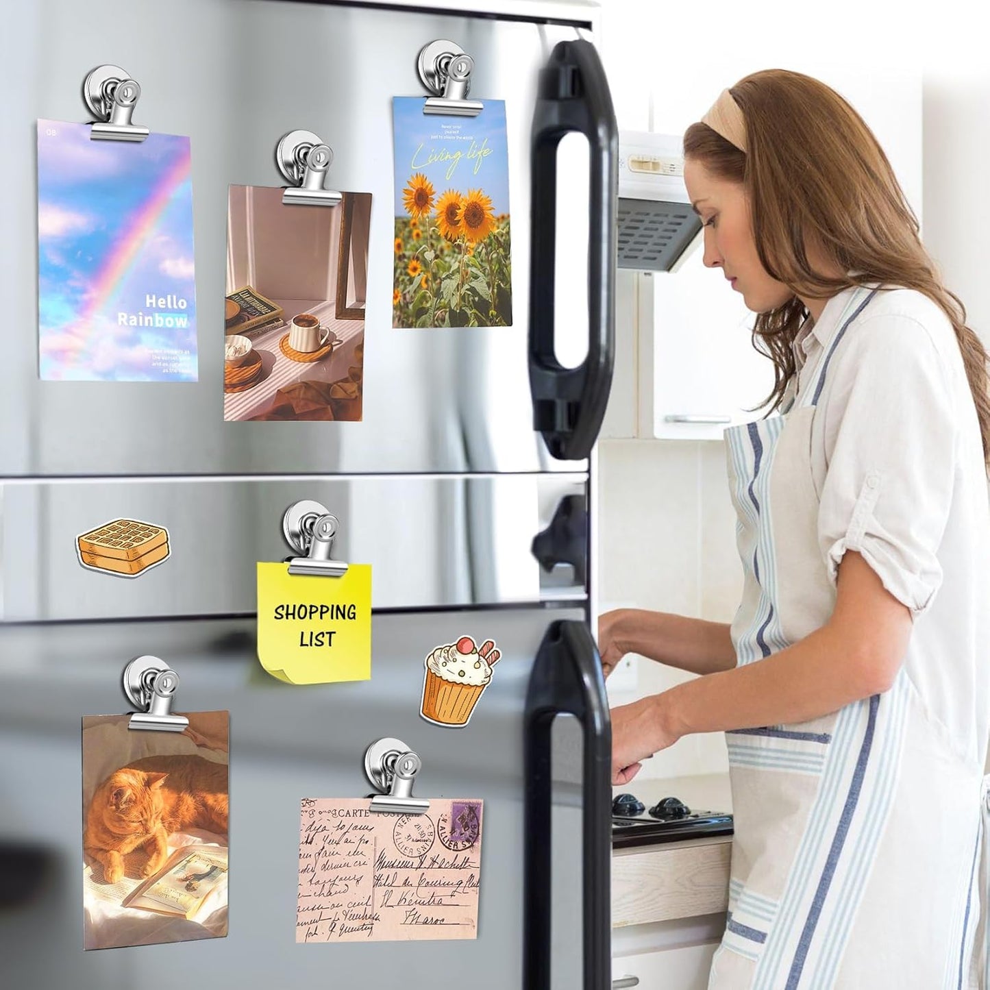 200 Pack Strong Magnetic Clips, Fridge Magnets Refrigerator Magnets, Clip Magnets for Whiteboard, Magnet Clips for List Display Paper Fasteners on Home Office Teaching (Silver)