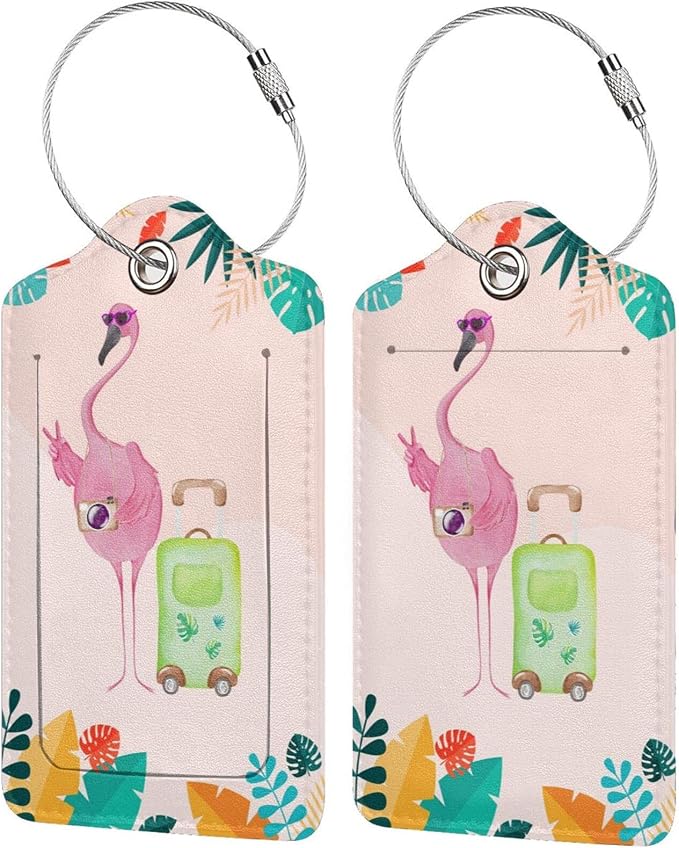Flamingo 2 Pcs Luggage Tags, Privacy Cover Id Label by Unknown