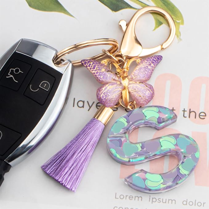 Suweibuke Colourful Cute Initial Letter Keychains - Image 3