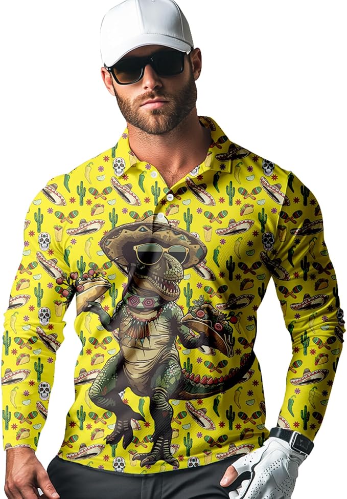 Men's Long Sleeve Golf Shirt Quick Dry 3 Button Work Fishing Outdoor Casual - Image 3