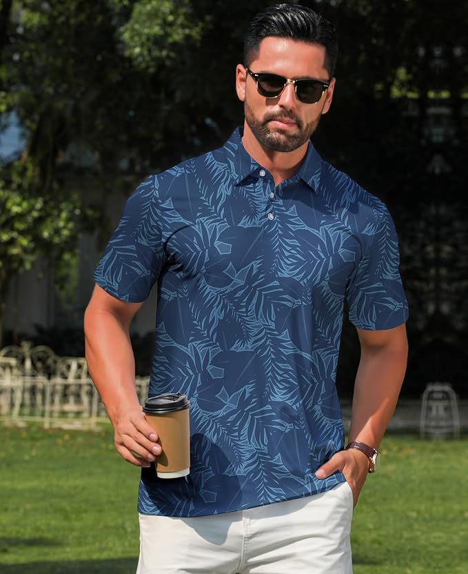 zeetoo Men's Polo Shirts Hawaiian Golf Polos Shirts Short Sleeve Performance - Image 7
