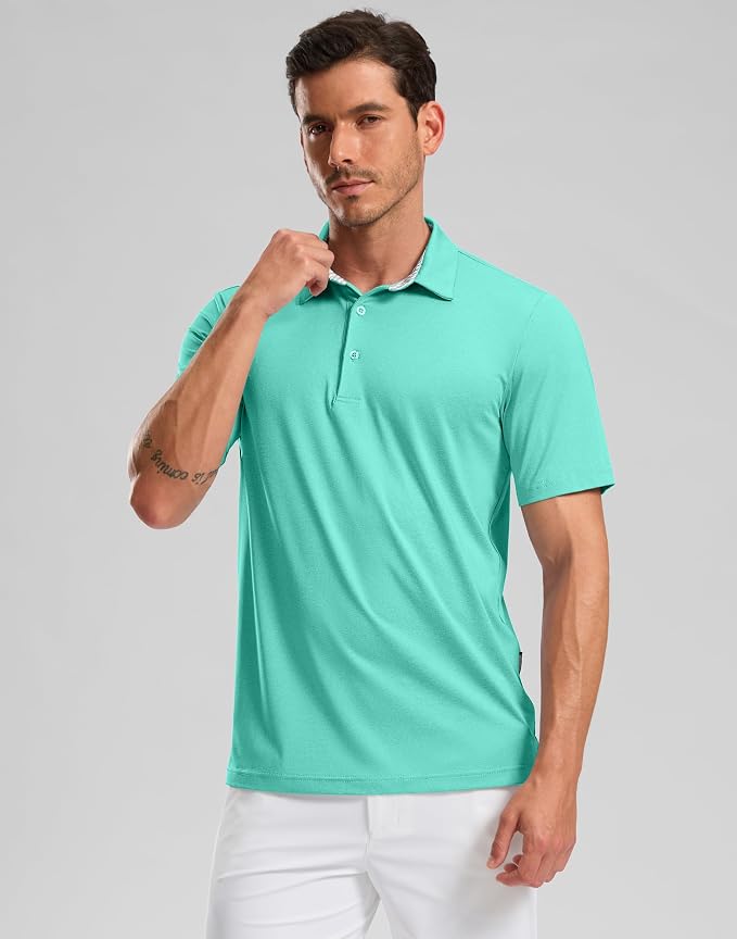 Golf Shirts Heather Polo Short Sleeve Dry Fit Lightweight Moisture Wicking - Image 2