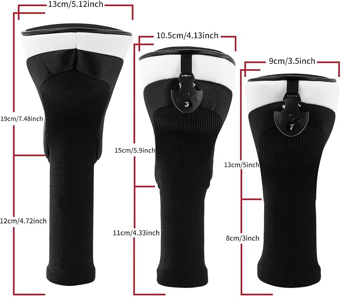 Golf Club Head Cover for Driver Fairway Hybrid 3 Pcs Woods Headcovers, Golf - Image 3
