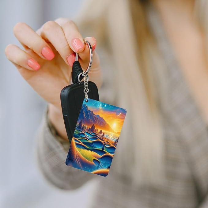 Keychain - Rectangular Acrylic Keychain Daily Key Ring Car Key Fob Holder 2X3 - Image 5