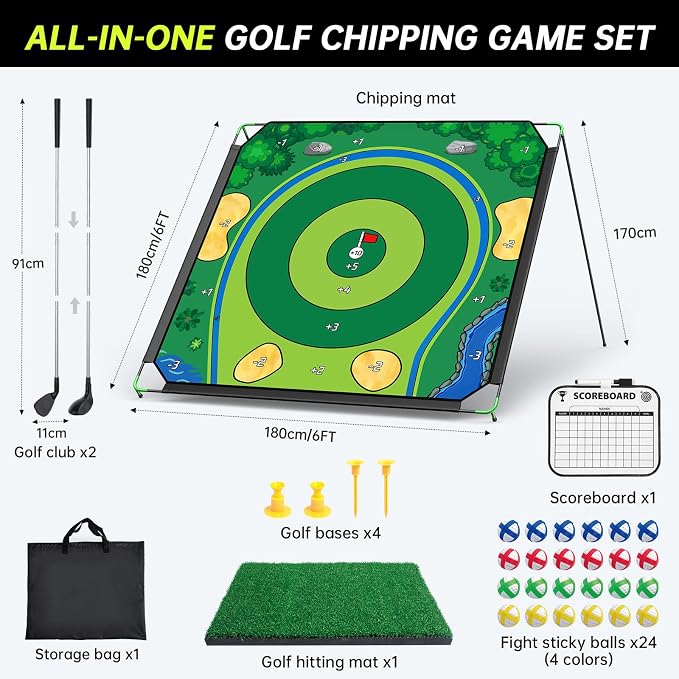 Golf Chipping Game Set, 71 X 71 in Large Golf Practice Mat - Image 8