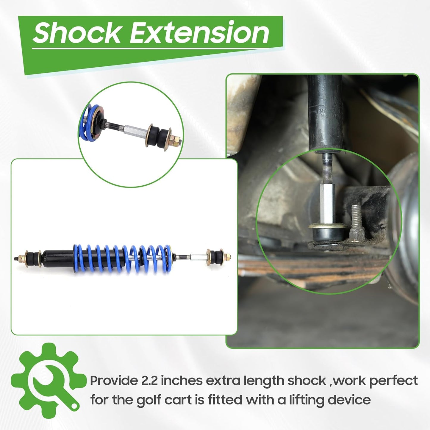 10L0L Golf Cart Shock Absorber Extension Rod For EZGO Club Car With Lifts Kit or Other Modifications to Raise the Body,Compatible With Front Rear Shock Absorbers 70928-G01, 76418-G01, 70630-G01