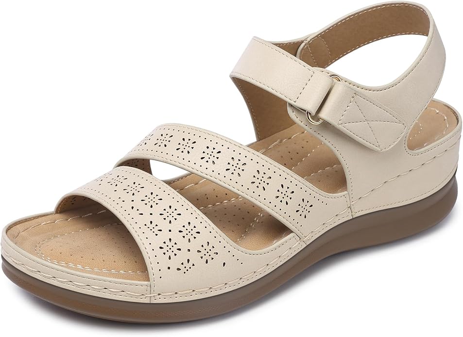 SHIBEVER Women's Wedge Sandals Platform: Comfortable Dressy Arch Support Ankle by SHIBEVER