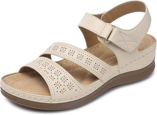 SHIBEVER Women's Wedge Sandals Platform: Comfortable Dressy Arch Support Ankle by SHIBEVER