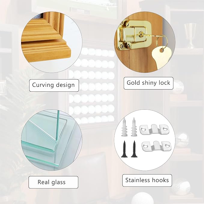 49 Golf Ball Display Case | Solid Wood Cabinet - Image 6