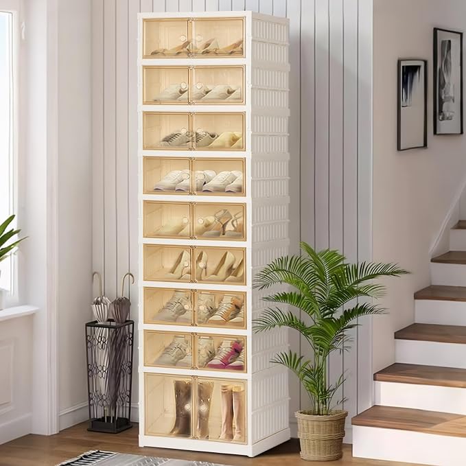Portable Extra Large Folding Shoe Rack Set of 2, Shoe Organizer Storage Box - Image 8