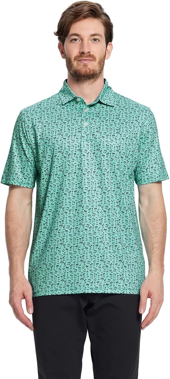 Golf Shirts for Men Dry Fit Short Sleeve Print Performance Moisture Wicking - Image 2