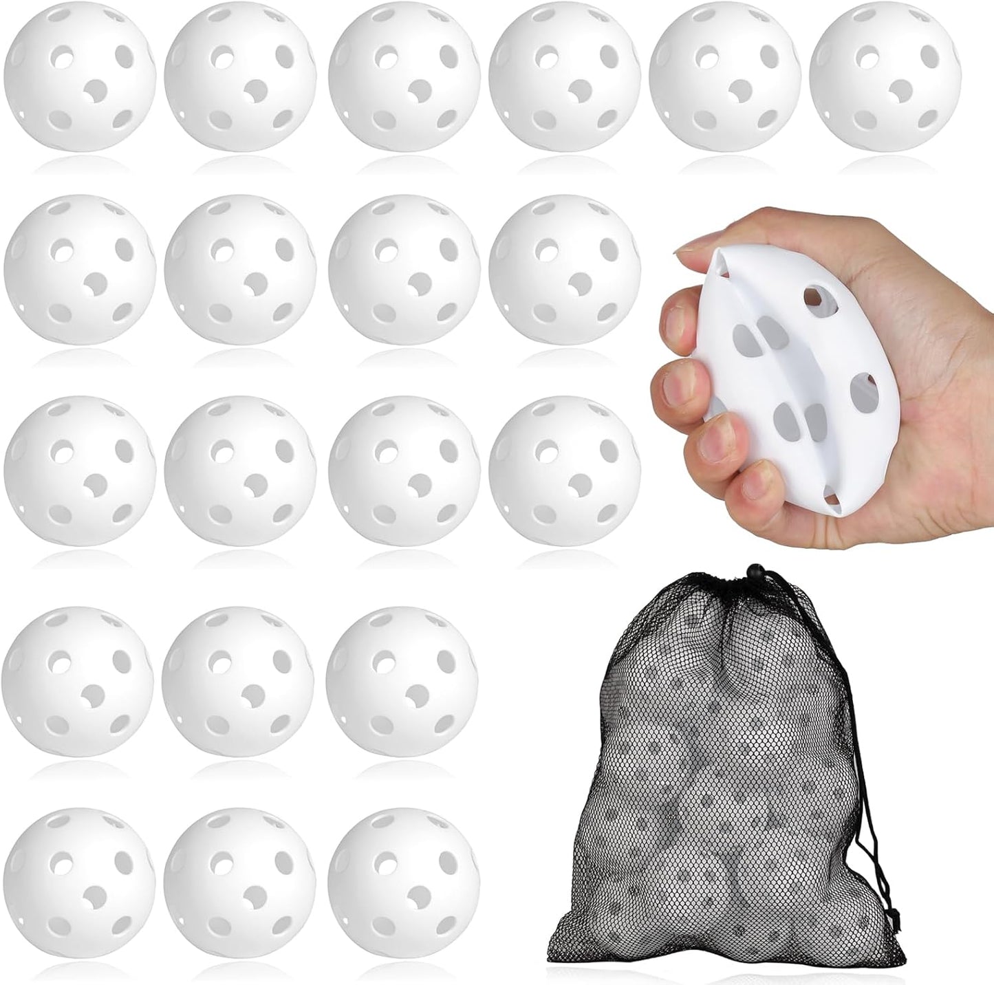 20 Pack Plastic Baseballs 9 Inch Practice Baseballs Softball, Baseballs for Hitting and Pitching Practice - Soft and Lightweight Limit Flight Balls for Training and Softball Games