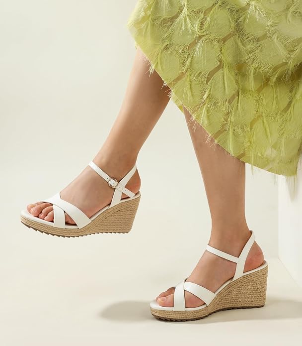 Ankis Wedge Sandals for Women, Espadrille Womens Wedge Sandals Comfortable Open - Image 4