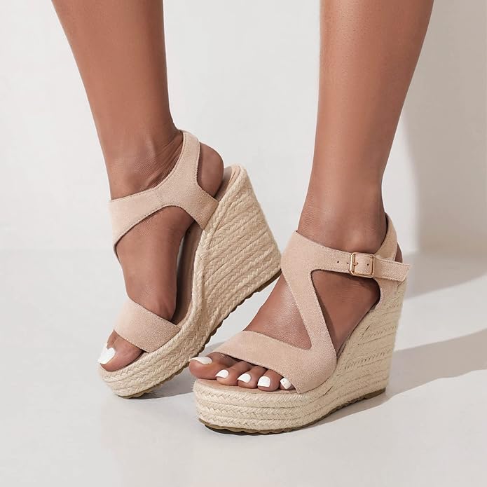 Women's Wedge Sandals, Espadrille Platform Summer Sandals, Wedge Ankle Strap - Image 4