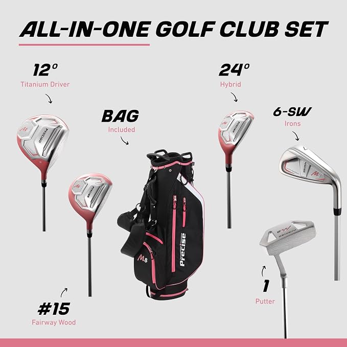 Precise M8 15-Piece Womens Golf Club Full Set, Putter & Stand Bag, Lightweight - Image 2