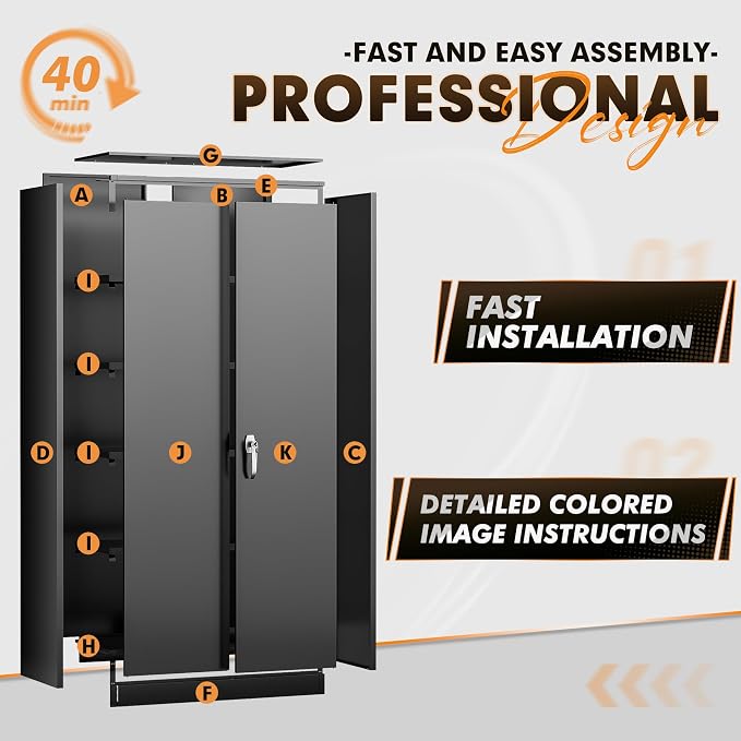 INTERGREAT Metal Storage Cabinet, Tall Metal Cabinet - Image 6