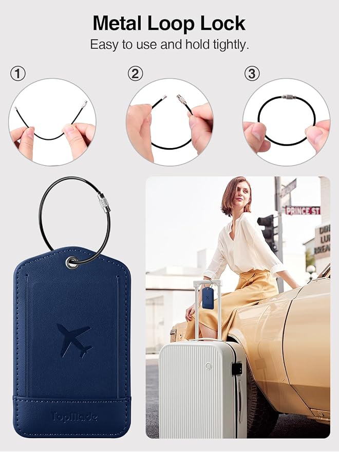 TopMade Smart Luggage Tag with Find My, Premium Leather Luggage Tags - Image 6