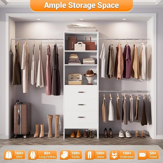 Homieasy 96 Inches Closet Organizer System, 8FT Customizable Walk In Closet - Image 8