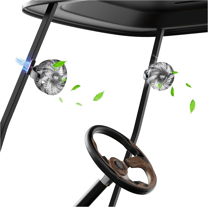 10L0L 2 Pack Magnetic Golf Cart Fans Rechargeable Big Battery Powered Portable by 10L0L