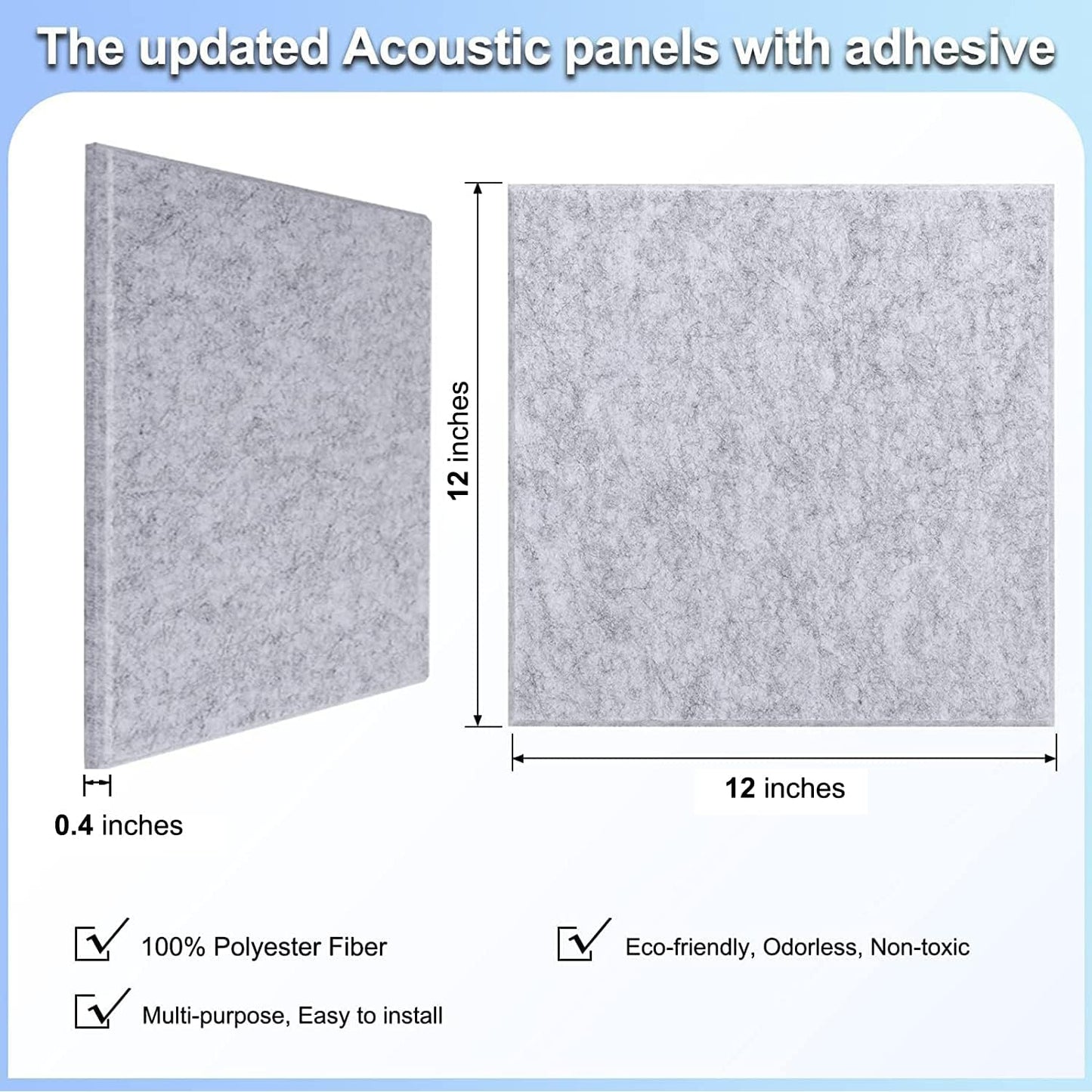 18 Pack Gray Acoustic Panels 12"X12"X 0.4" Soundproof Wall Panels Wall Decoration Sound Absorbing Panel High-Density Sound Deadening Panels Acoustic Treatment Panel For Home Studio