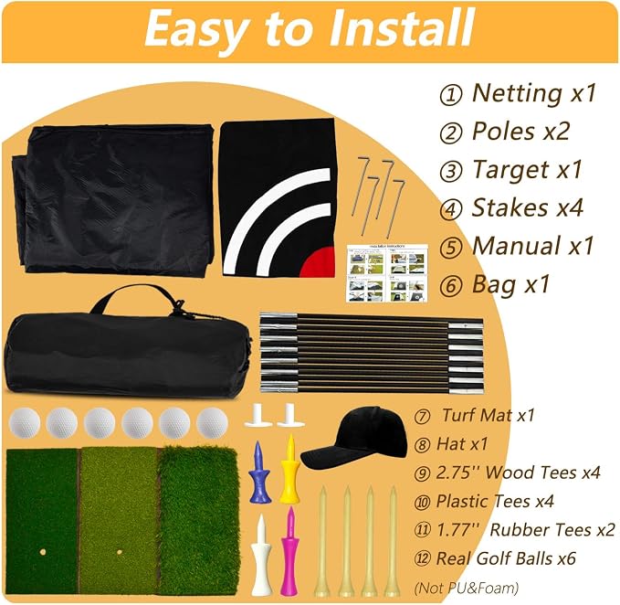 Gagalileo Golf Net: Backyard Practice Hitting Driving Training by Turf Mat - Image 9