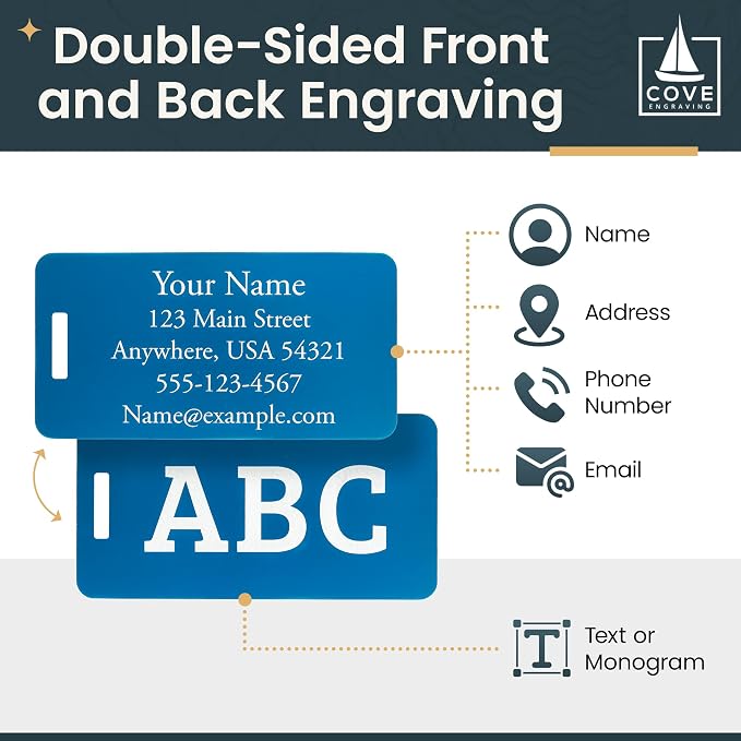 Two Custom Engraved Aluminum Luggage Tags - Image 5
