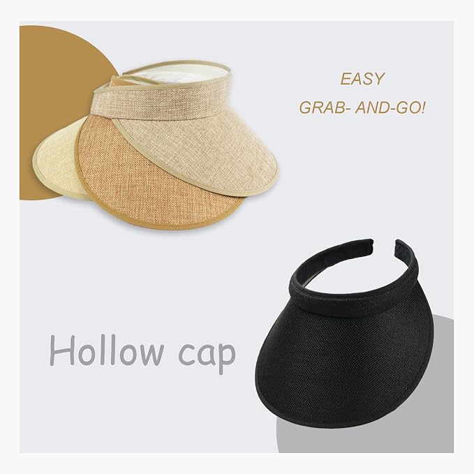 Cloth Covered Slip-On Visor for Women, Adjustable Cap Sports Sun Visors for Men - Image 3