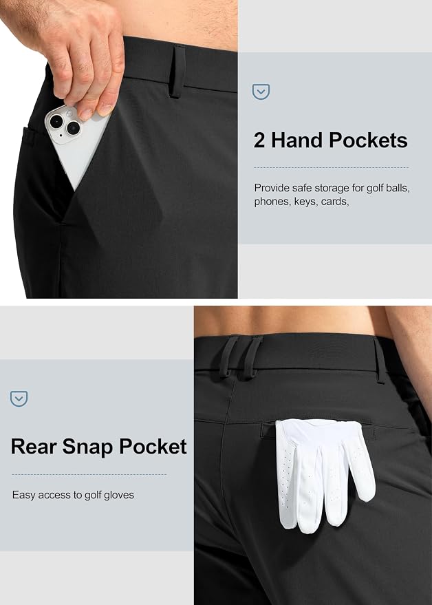 Pudolla Men's Golf Pants Stretch Work Dress Comfy Pants 30"/32"/34" Lightweight - Image 4