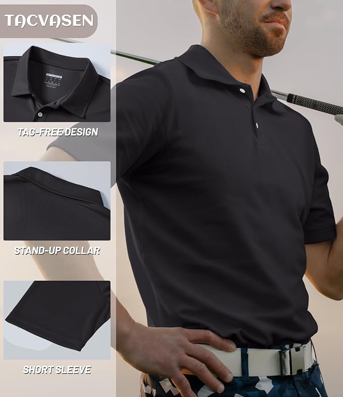 TACVASEN Mens Golf Shirt Dry Fit Mens Polo Shirts Short Sleeve Performance Golf - Image 2