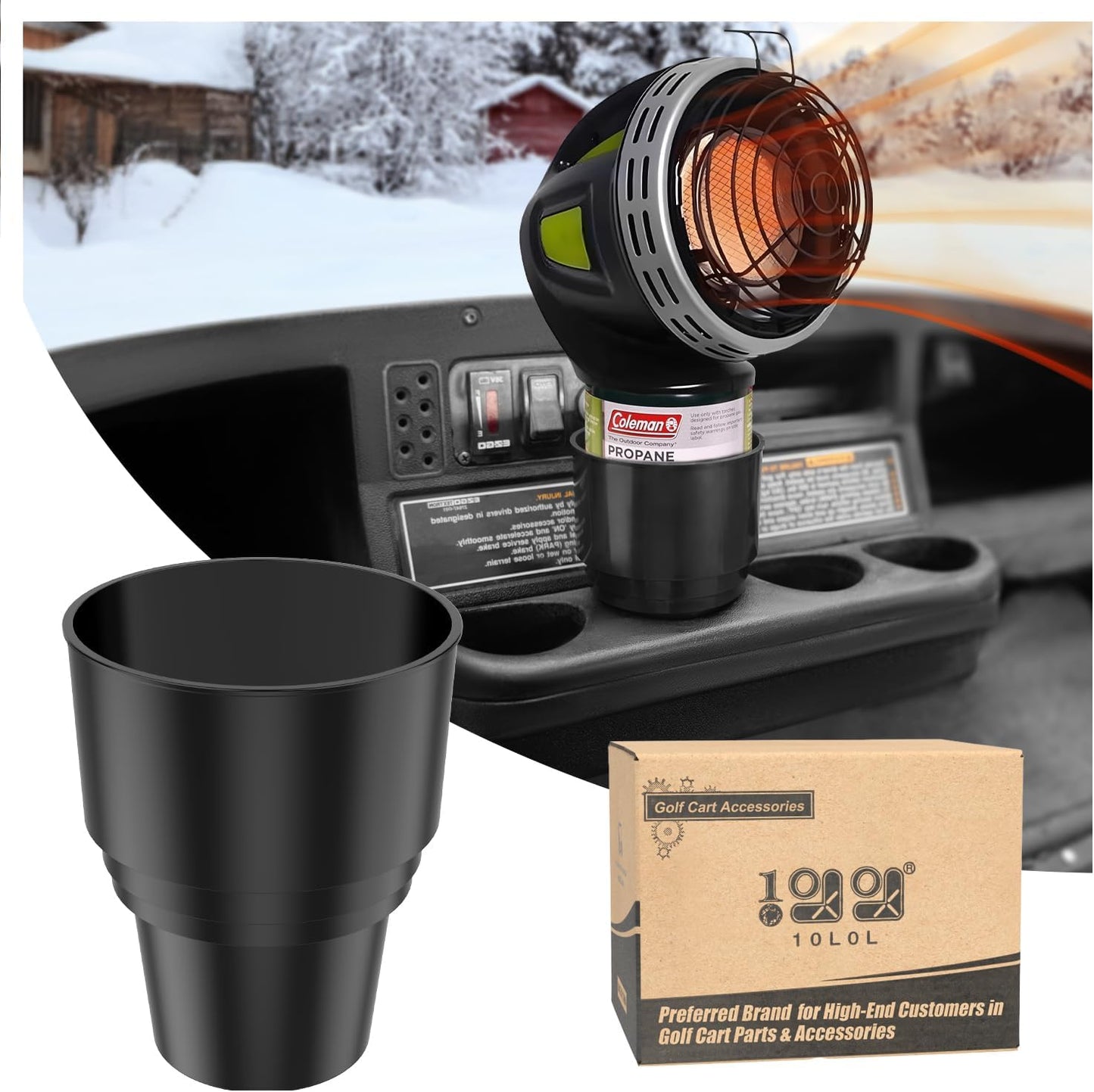 10L0L Universal Golf Cart Propane Heater Cup Holder for Yamaha, EZGO, Club Car, Upgraded Solid Heater Holder for 16.4 oz Camping Gas Cylinder Inserts Adapter Expander Easy to Install