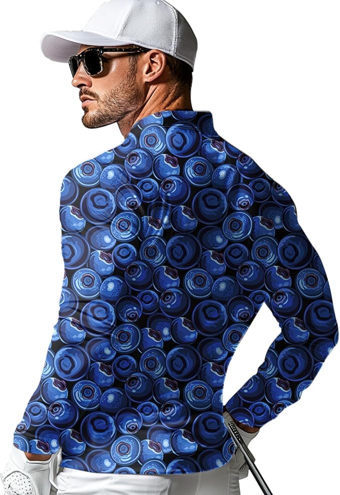 Men's Long Sleeve Golf Shirt Quick Dry 3 Button Work Fishing Outdoor Casual - Image 2