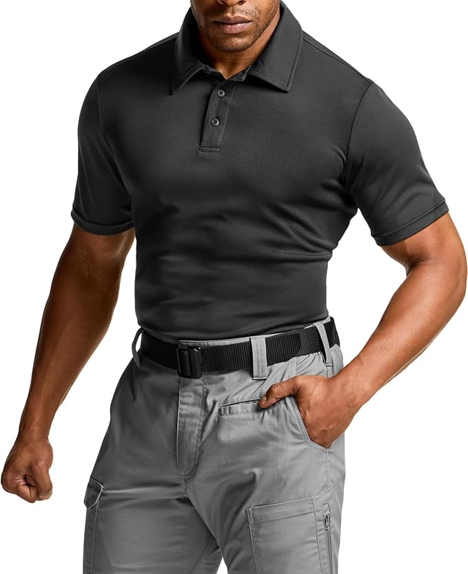 CQR Men's Polo Shirts, Tactical Short Sleeve Golf Performance Shirts, by CQR%C2%AE