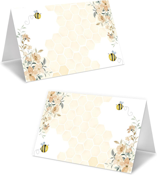 Honey Bee Place Card For Girls Boys, Bumble Bee Name Cards For Table Setting, Honey Party Favors Supplies, Beehive Tent Card Decorations For Baby Shower Kids Birthday Events, 25 Pack Cards -18