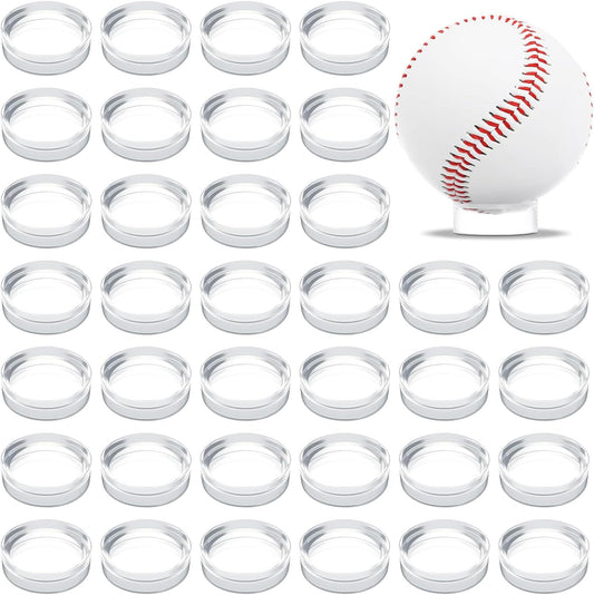 100 Pcs Baseball Holder for Baseball Display Case 1.22 Inches Round Acrylic Stands for Display Case, Clear Ring Stand for Sphere Holder, Small Balls Stands, Golf Ball, Egg Stand, Marble, Softball